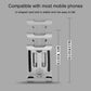 Adjustable phone fixing frame with U-shaped card slot and side grippers, silver