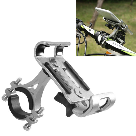 Metal motorcycle handlebar phone fixing frame with non-rotating mount, silver finish