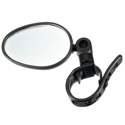 Black bike rearview reflector mirror set with oval glass and mounting bracket
