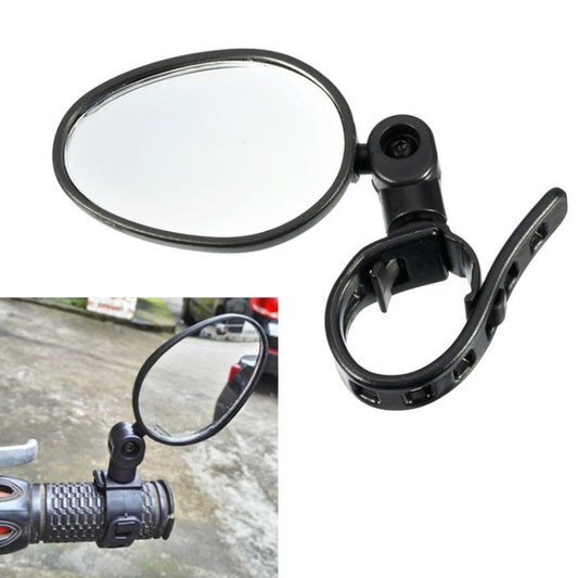Black oval bike rearview reflector mirror with adjustable mounting clip