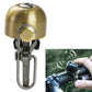 Gold retro bicycle bell with brass button and metal mounting clip