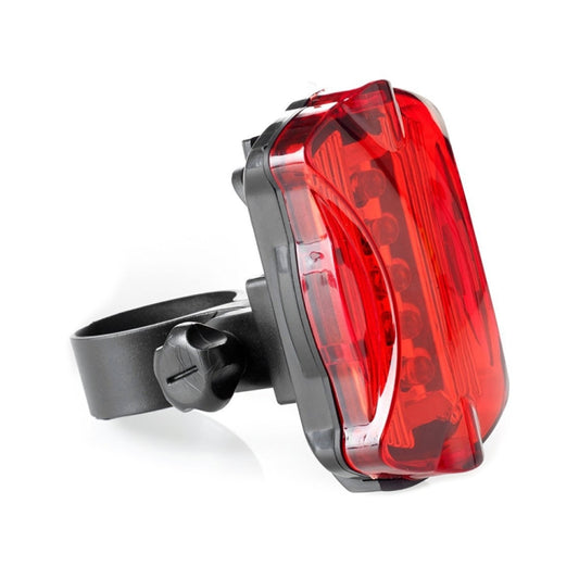 Red rear taillight with clear lens and black strap-style handlebar mount