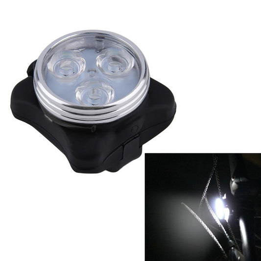 Black bicycle headlight with clear lens and three LED beads