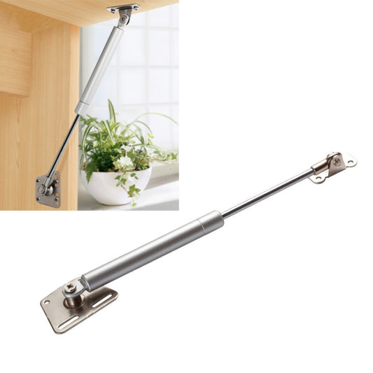 Telescopic door buffer rod with mounting plates and iron head, silver finish