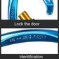 XINDA D-shaped climbing carabiner, blue body with red locking sleeve and yellow gate
