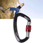 XINDA D-shaped climbing carabiner, black body with red locking sleeve and silver gate