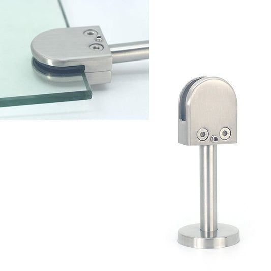 Stainless steel glass support rod fixing clip with mounted 14x100mm rod, XL size