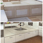 Light cabinet drawers with slim stainless invisible pull handles
