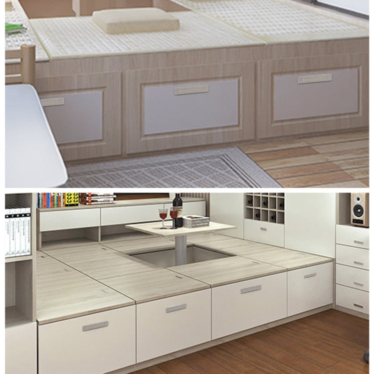 Light cabinet drawers with slim stainless invisible pull handles
