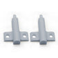 Grey aircraft-style cabinet door back buffer dampers, two pieces shown, with holes