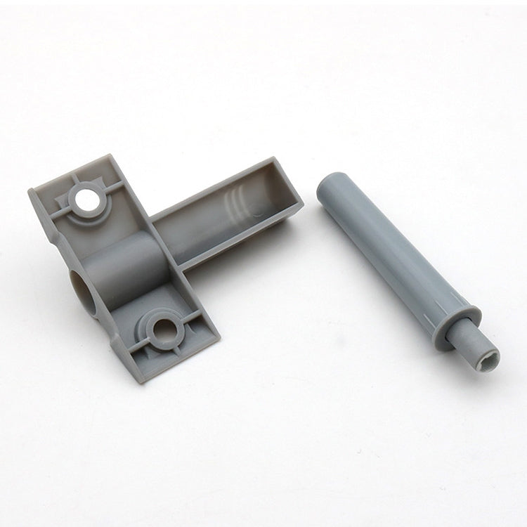 Grey cabinet door back buffer damper parts, two pieces with mounting posts and holes