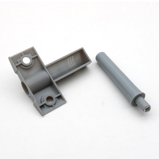 Grey cabinet door back buffer damper parts, two pieces with mounting posts and holes