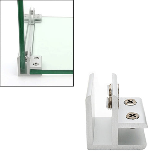 90-degree aluminum glass clamp clip with two screws, for 8–10mm glass edges