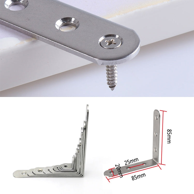 Stainless steel corner brace bracket with countersunk screw holes and screw