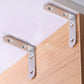 Stainless steel corner brace brackets securing a wooden board at a right angle