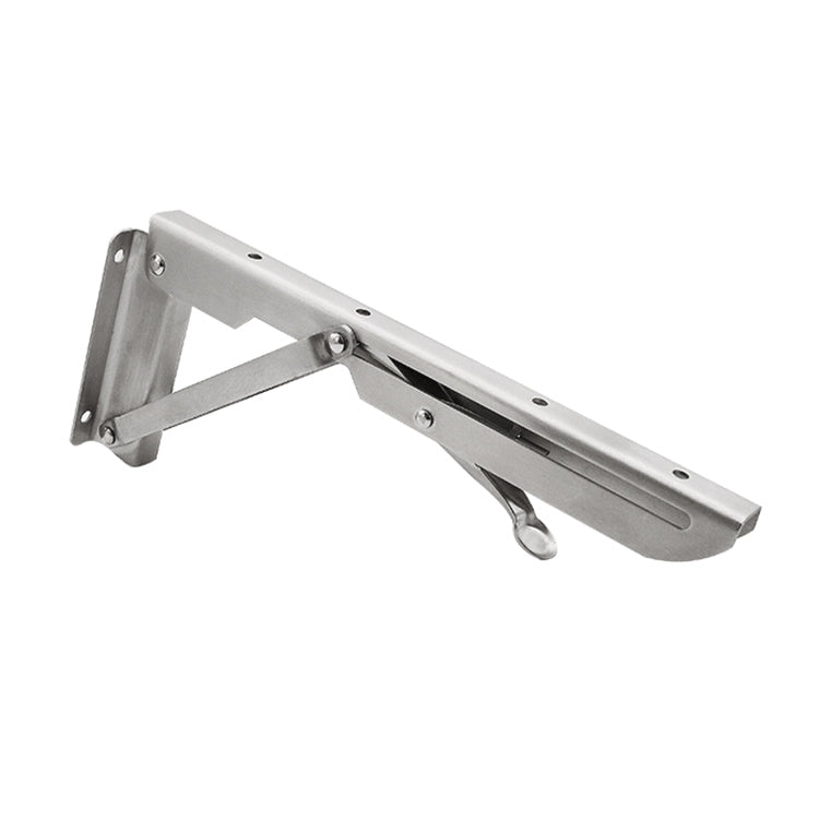 Foldable stainless steel spring storage shelf bracket, wall-mount, 10 in