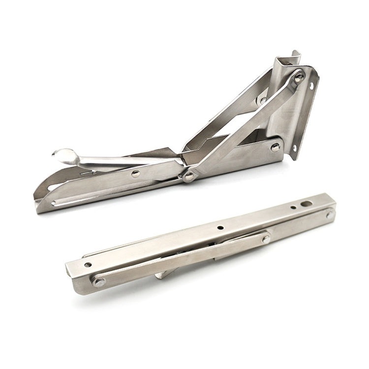 Foldable stainless steel wall-mount shelf bracket with hinged supports