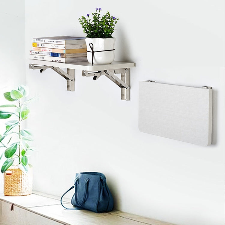 Wall-mounted stainless steel folding storage shelf with support bracket