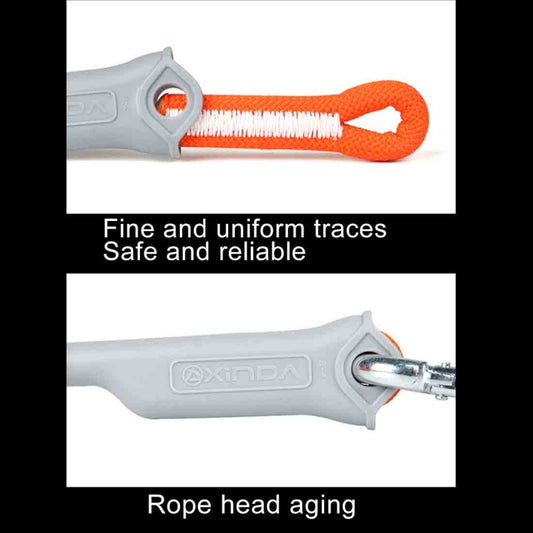 Auxiliary safety rope with gray rope head and bright orange loop end
