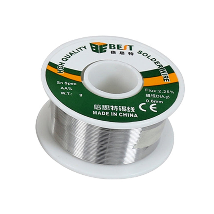 Silver solder wire spool with green label on the top ring