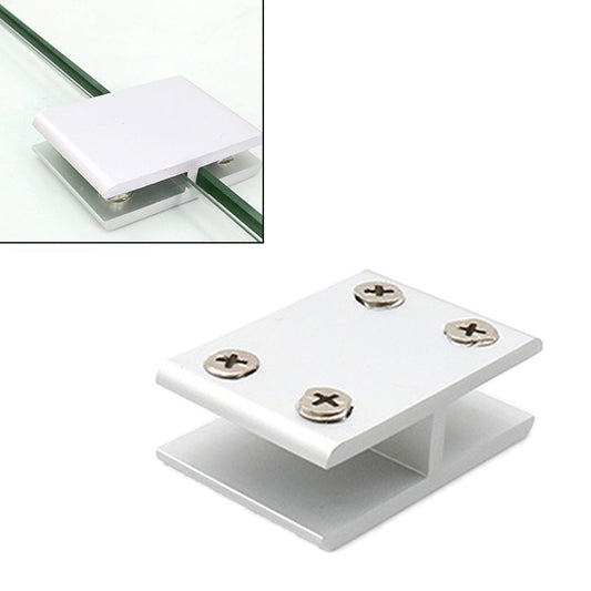 180° aluminum glass clamp clip for 8–10mm panel, with top screw heads