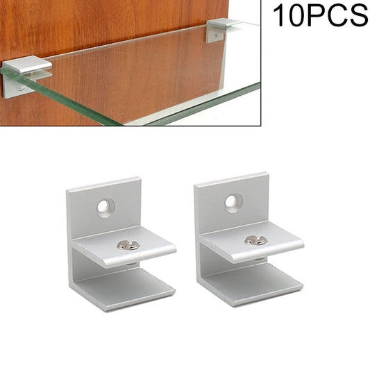 Aluminum F-type glass clamp cabinet partition fixing clip, light gray, with screw base