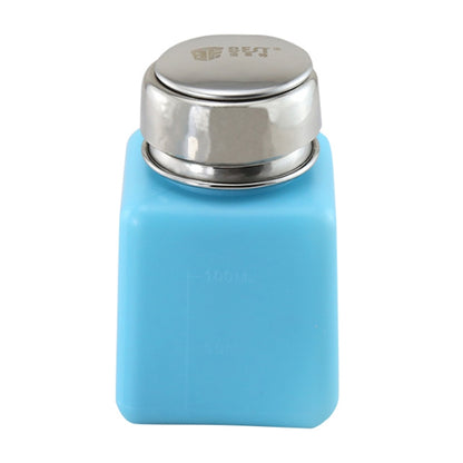 Blue 100 mL alcohol bottle with silver metal cap