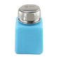 Blue 100 mL alcohol bottle with silver screw cap, front view