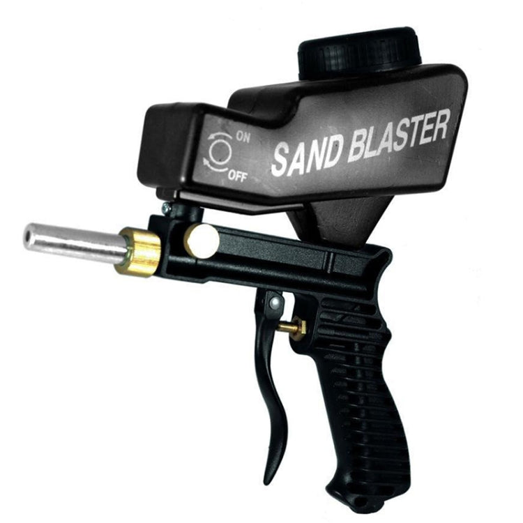 Portable black sand blaster gun with ON/OFF switch and pistol grip