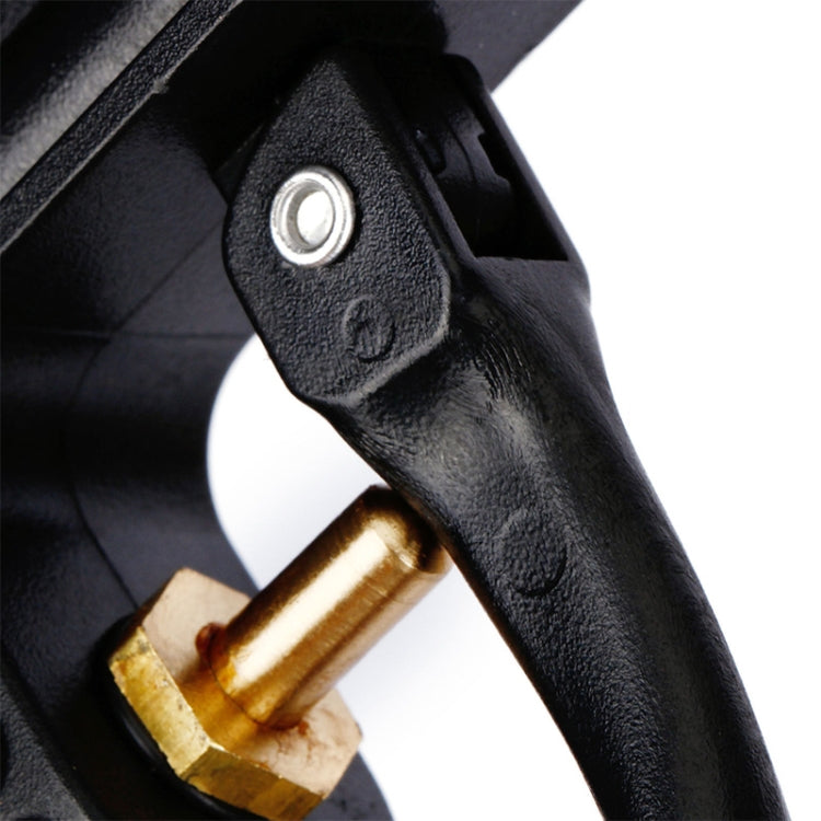 Black sand blaster handle with trigger and gold-toned connector fitting