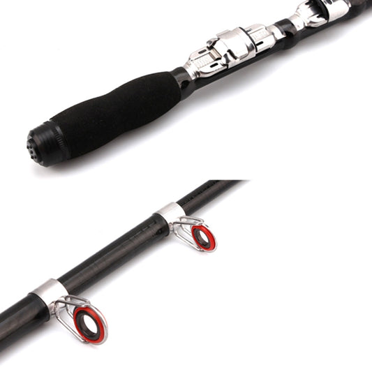 Telescopic fishing rod handle and reel seat, black grip with chrome fittings