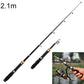 Telescopic fishing rod set with 2.1m length, black rod and compact reel