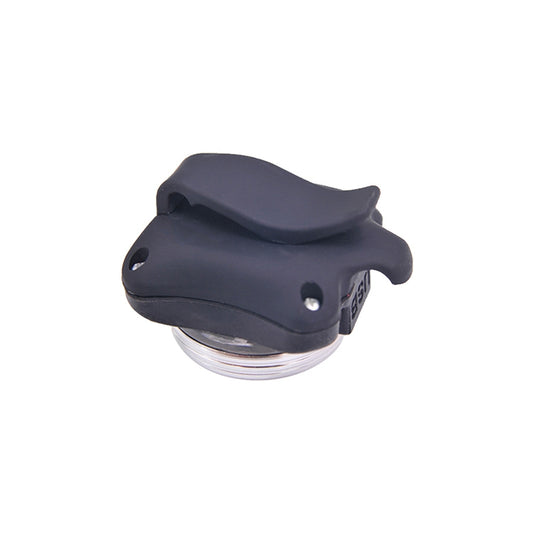 Black bicycle taillight housing with red LED lens and mounting clip