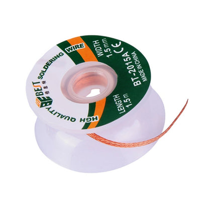 Desoldering braid solder wire spool with orange-copper wicking strand