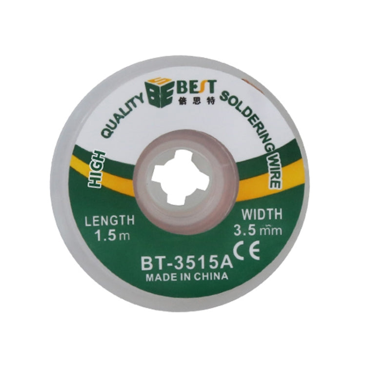 Desoldering braid wire spool showing length 1.5 m and width 3.5 mm