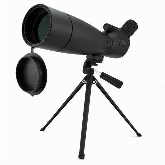 Black 20–60x80 spotting scope on tripod with zoom eyepiece and side dial