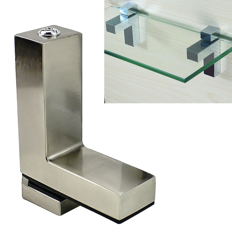 Brushed zinc alloy fixed glass clip bracket with screw hole, L-shaped design