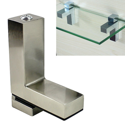 Brushed zinc alloy fixed glass clip bracket with screw hole, L-shaped design