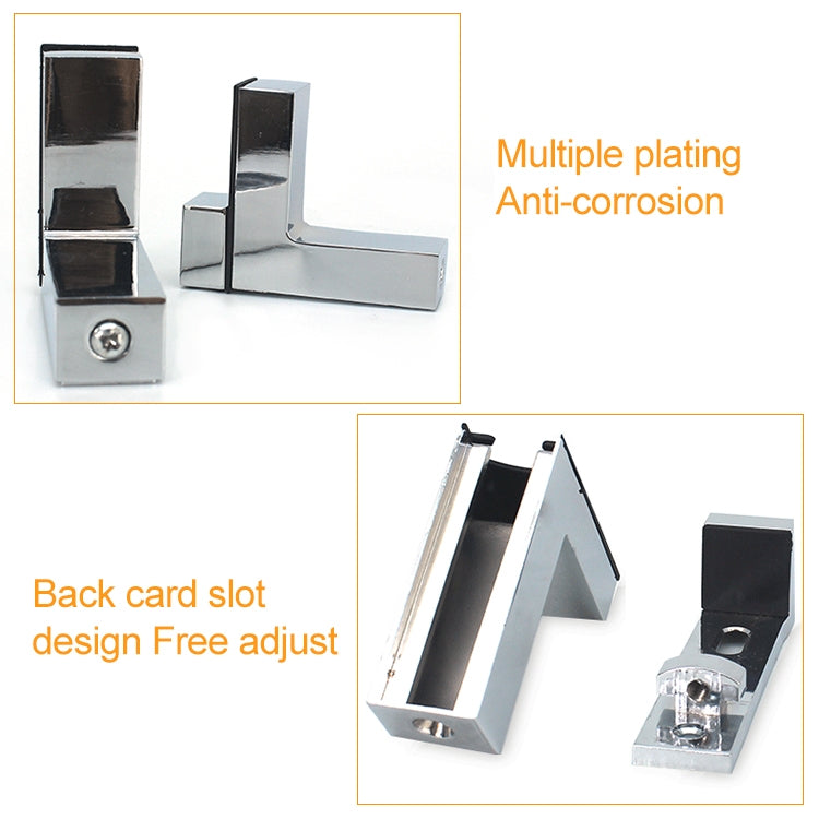 Brushed glass clamp bracket with anti-corrosion finish and adjustable back slot