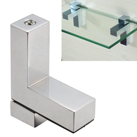 Polished zinc alloy fixed clip bracket for glass, with top mounting screw hole