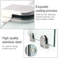 Stainless steel glass railing clamp with black base and mounting hardware.