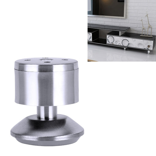 Stainless steel furniture foot with round flat base and cylindrical post