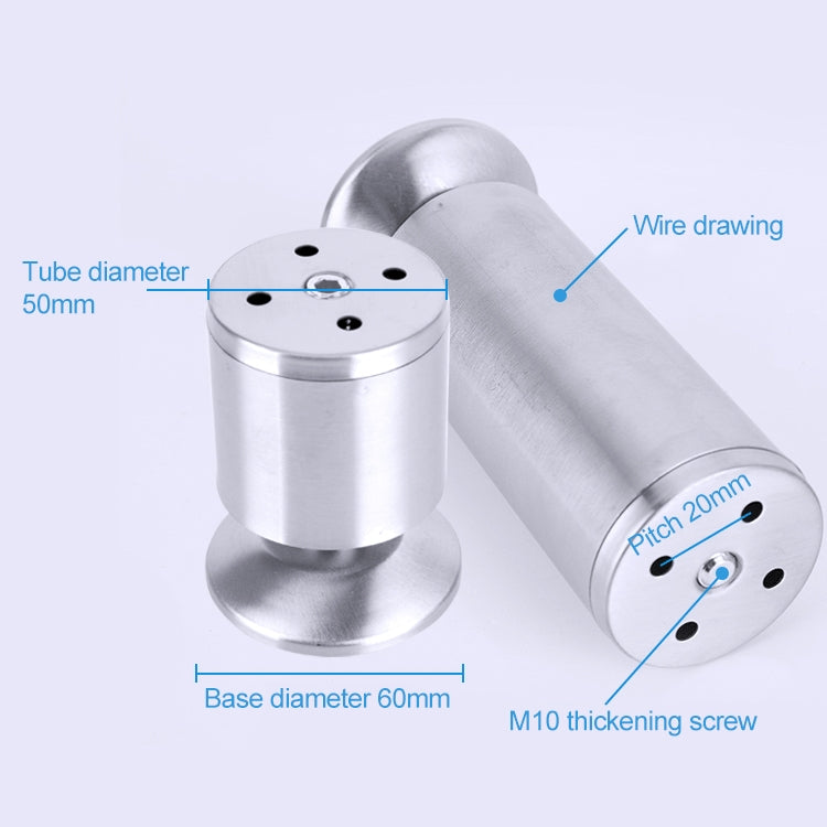 Stainless steel adjustable furniture foot set with wire-drawn tube and base plate