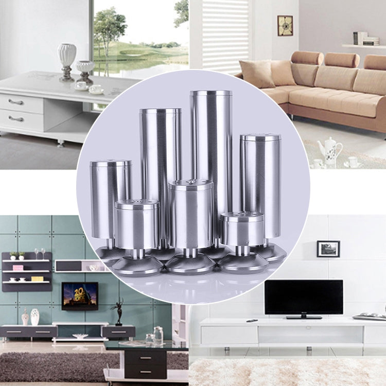Set of stainless steel cabinet furniture feet with round bases for level support