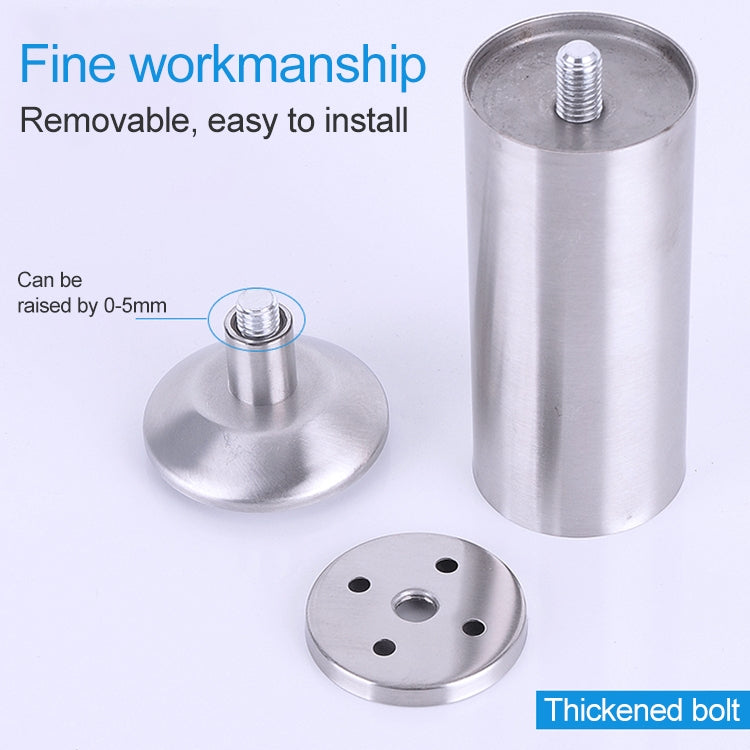 Stainless steel removable furniture foot set with thickened bolt and base plate