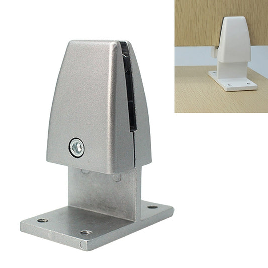 Silver T-shaped desktop screen fixing clip with base plate and screw hole