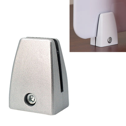Silver aluminum desk partition fixing clip with metal screw, flat base