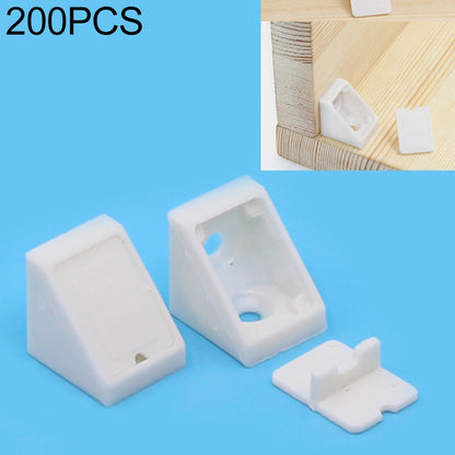 White plastic right-angle corner connector brackets with detachable cover, 200-pack