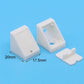 White plastic right-angle corner connectors with cover, about 20mm and 17.5mm