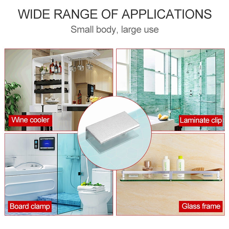 Metal aluminum clip for glass panels, single hole and screw thread